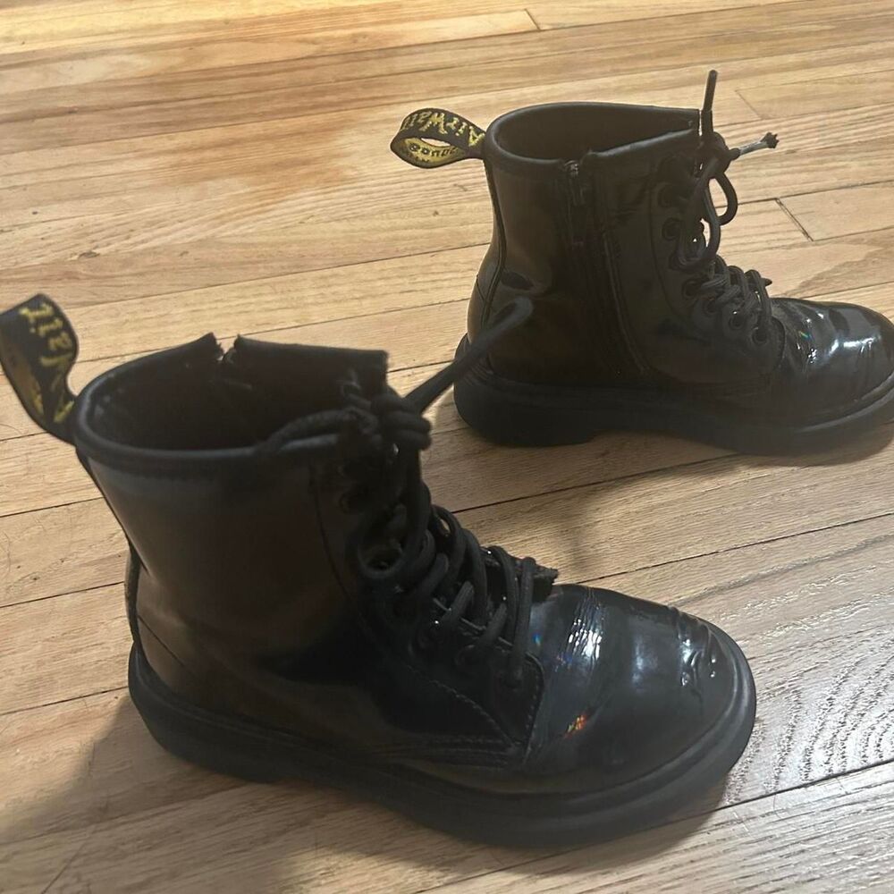 Doc Martens Rainbow Patent Black Boots